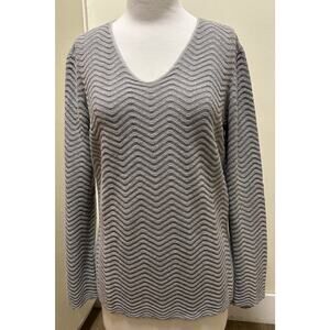 Emporio Armani Women’s Chevron Wool Blend Gray Sweater-Size 48/XL Made In Italy